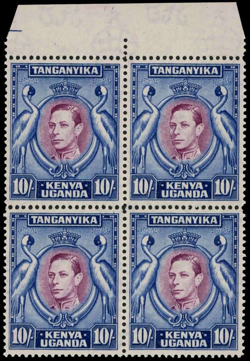 1941 10/- reddish purple and blue perf 14,...
