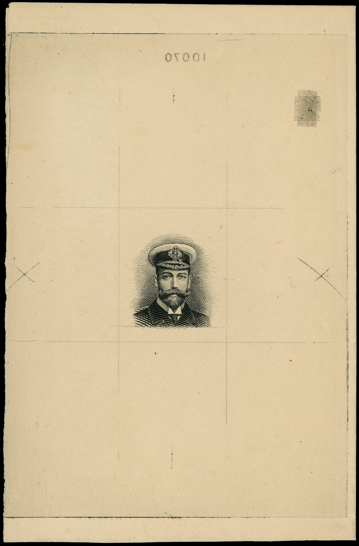 Southern Rhodesia Revenue 1924 Die proof of head on cream wove paper