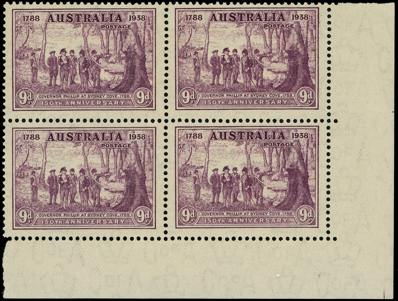 Australia SG 195 Plate 1 block mint
