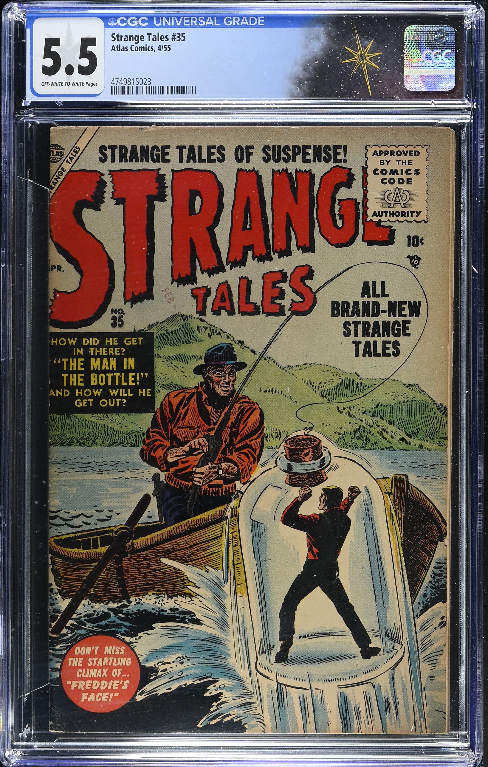 Strange Tales #35 CGC 5.5 1st Comics Code Issue (Atlas Comics, 1955) Off-White to White Pages