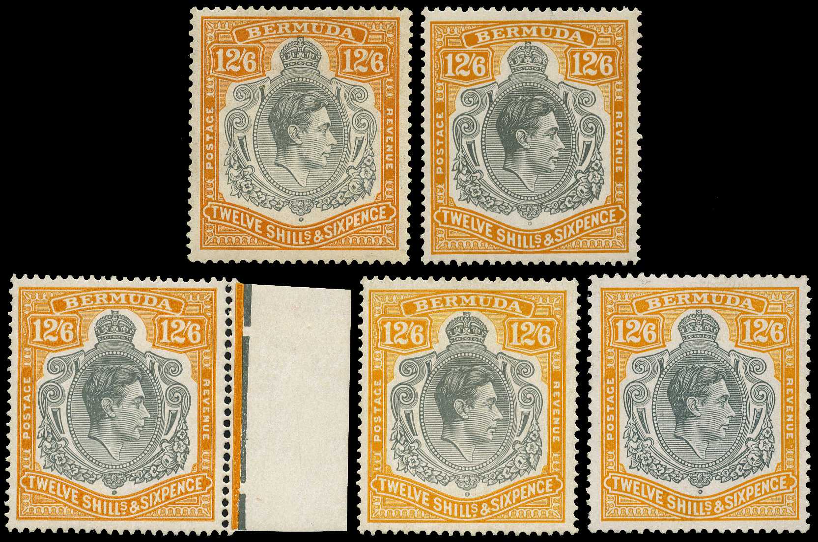 1939-50 12/6d mint reference group missing...
