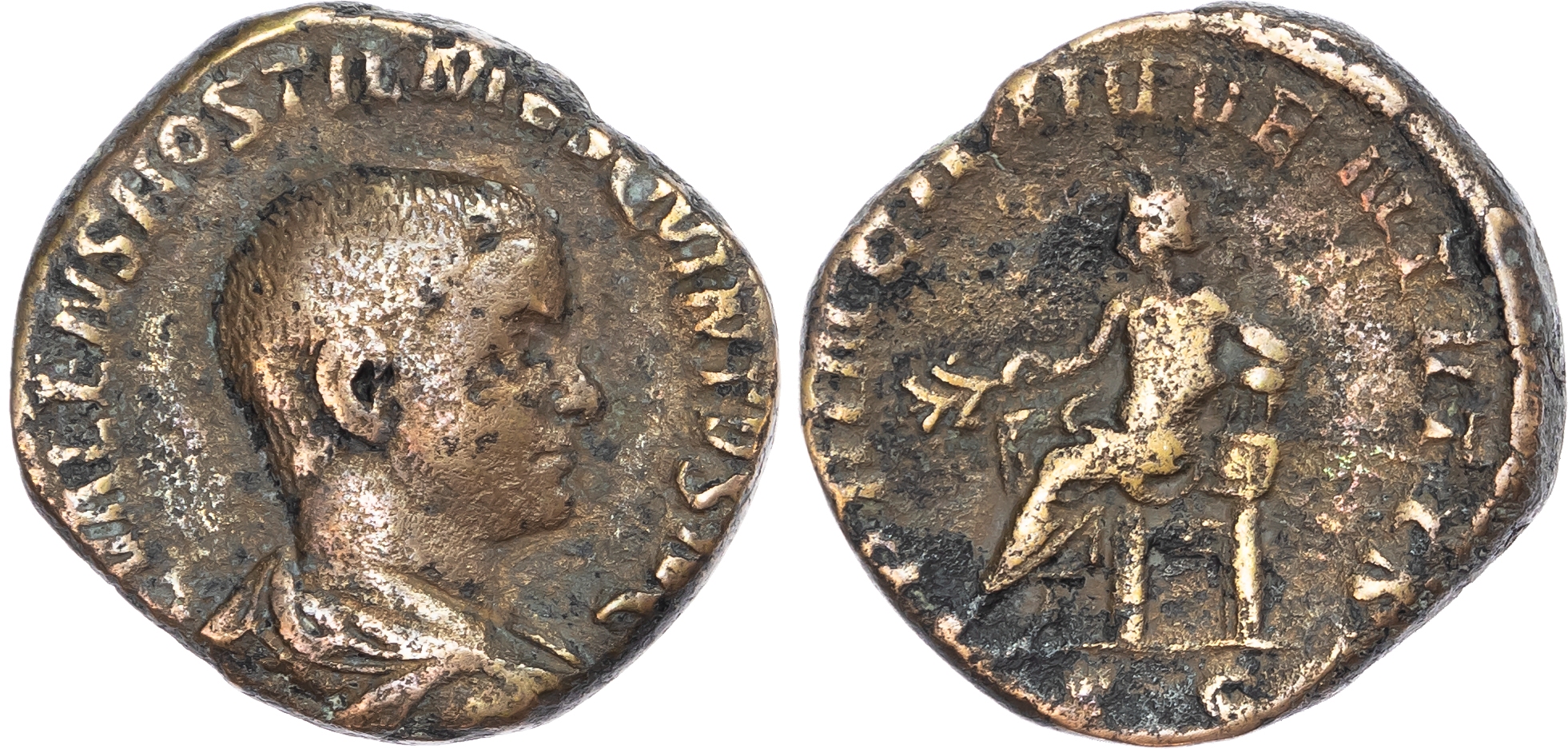 Hostilian (as Caesar, AD 250-251) AE Sestertius, Rome, 18.89g. 