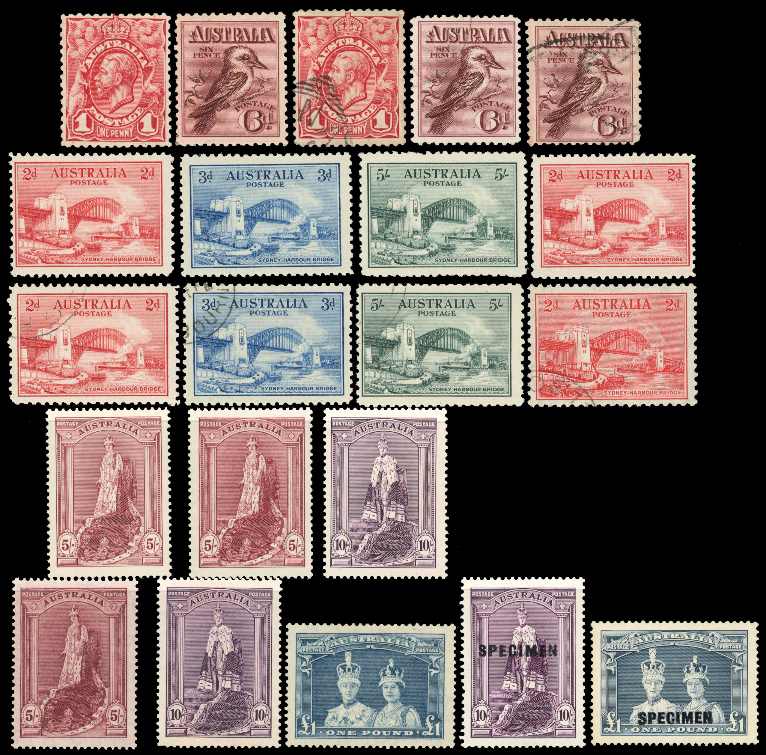 Australia 1913-49 selection mint and used