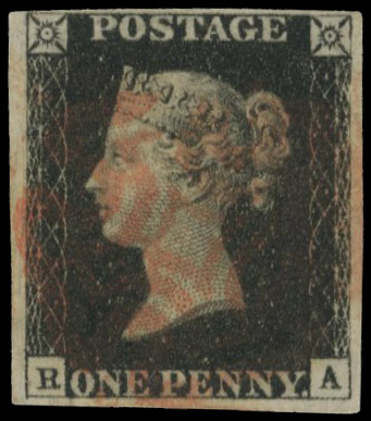 GB 1840 1d black Plate 5 (RA) light red Maltese Cross SG 2