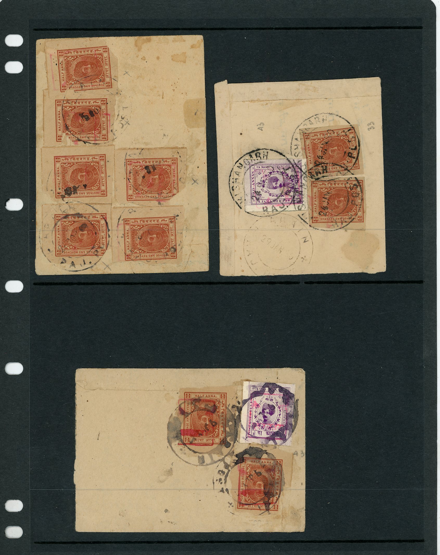 Rajasthan covers with postal stationery cut-outs