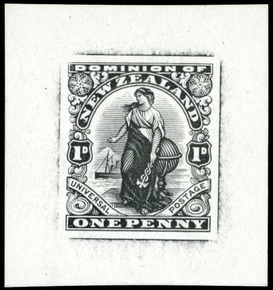 1905 1d Dominion Die Proof in black on...