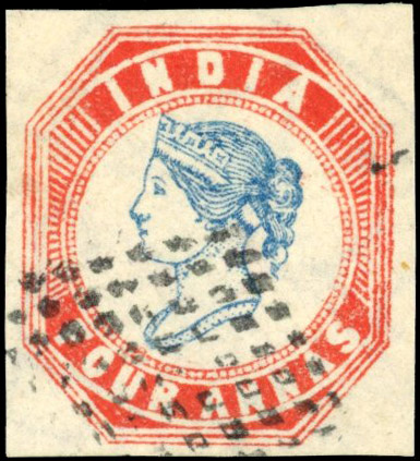 India SG 24 1854-5 4a pale blue & pale red fine used
