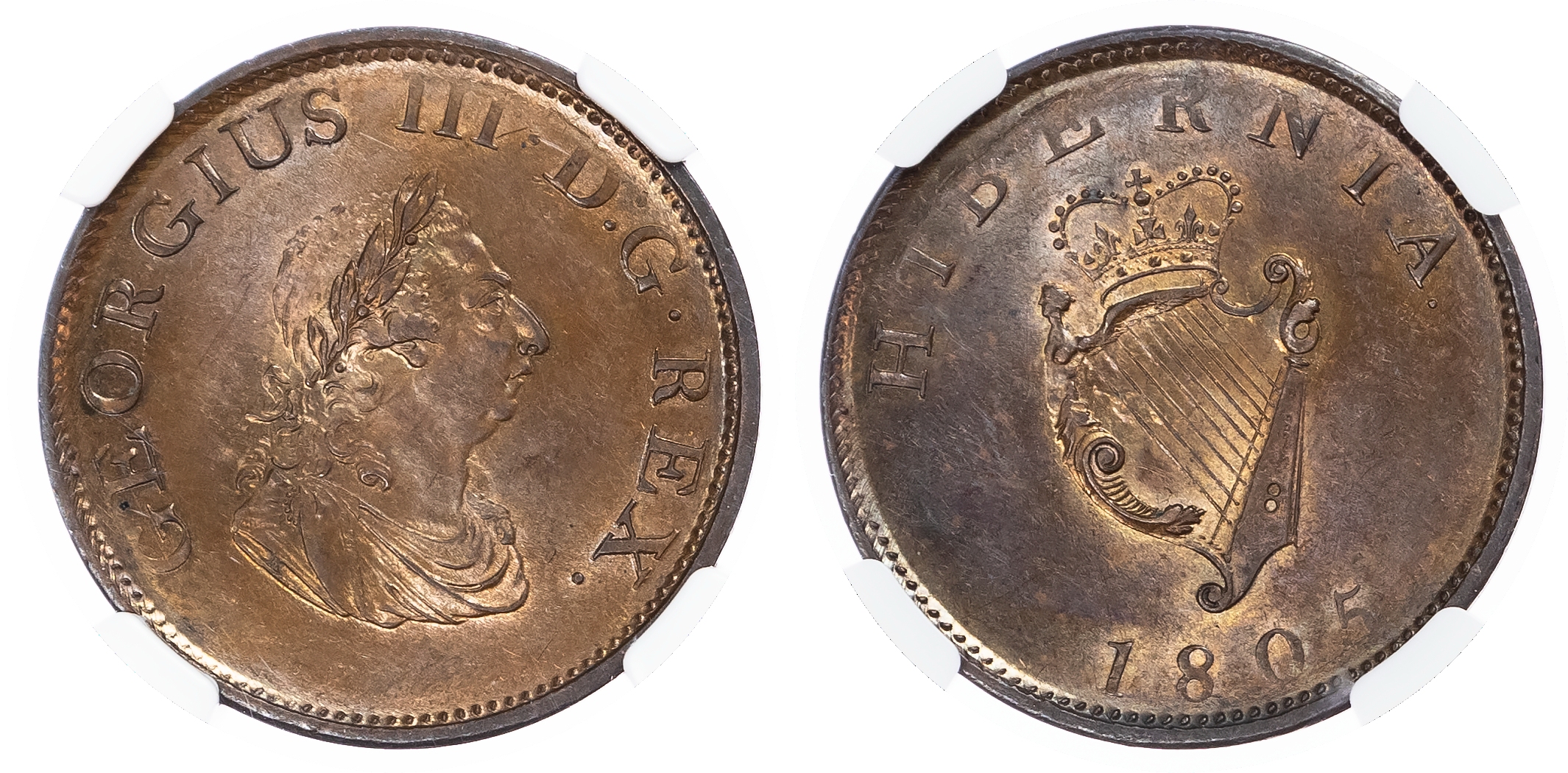 Ireland. George III CU Halfpenny. 1805. 