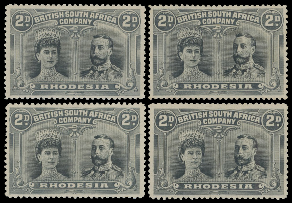 † 2d black and olive-grey SG 126 variant (ii) group mint