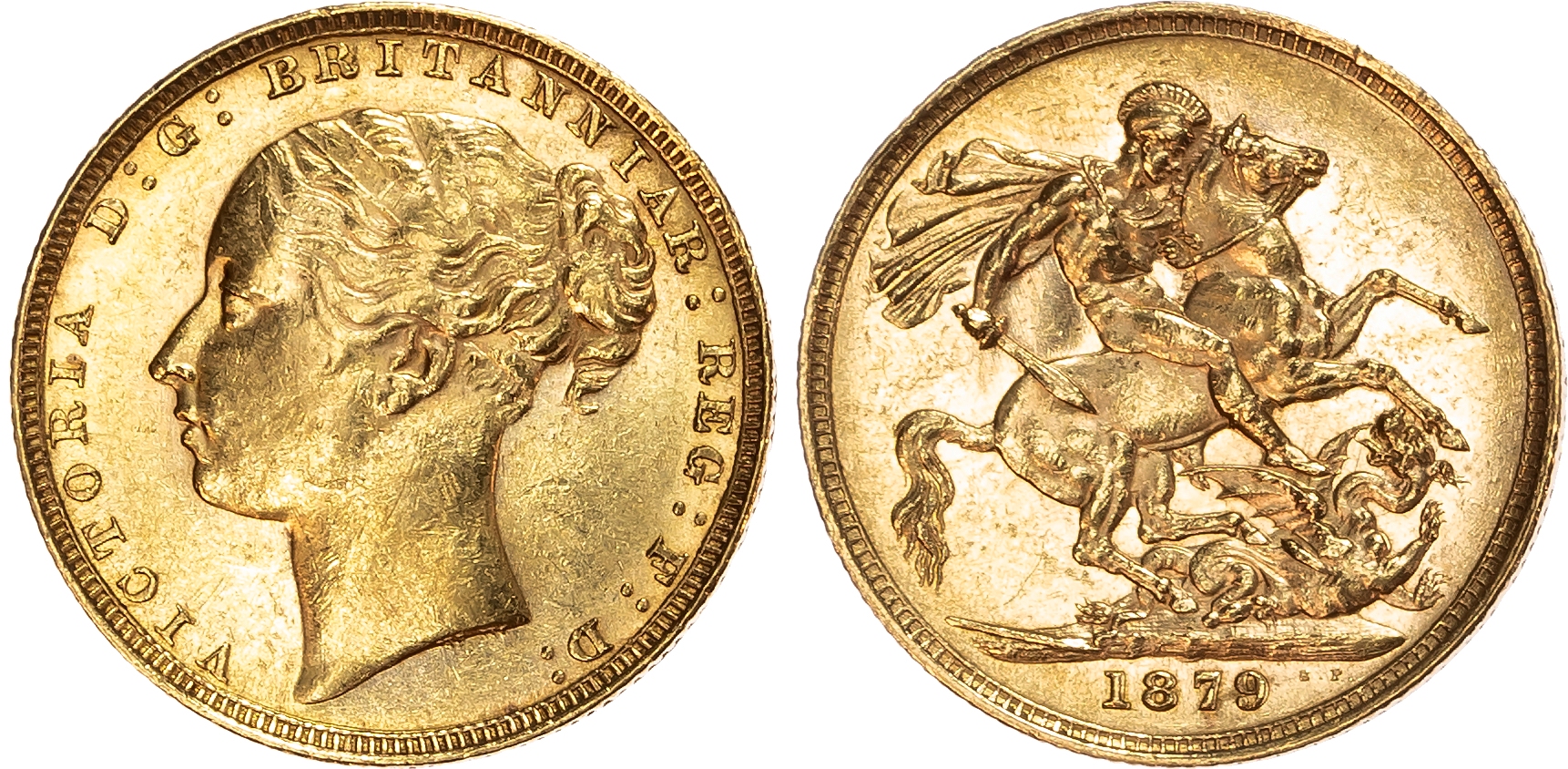1879 Victoria London Sovereign AU55