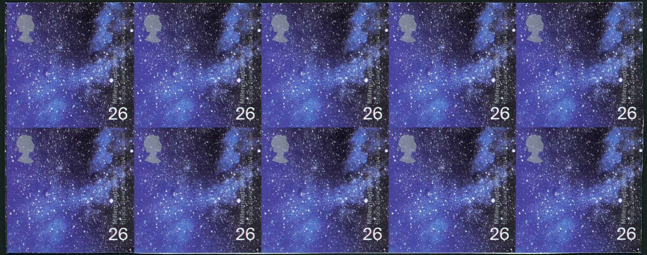 GB: 2000 26p Night Sky Millennium Projects (1st series) imperforate proof block of 10 (5x2) unmounted o.g. 