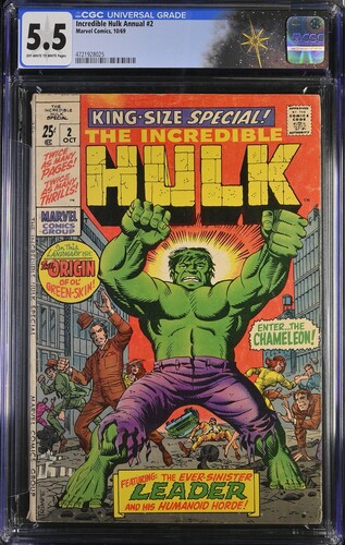 Incredible Hulk Annual #2 CGC 5.5 Featuring "The Origin of the Hulk!" by Stan Lee and Jack Kirby (Marvel Comics, 1969)