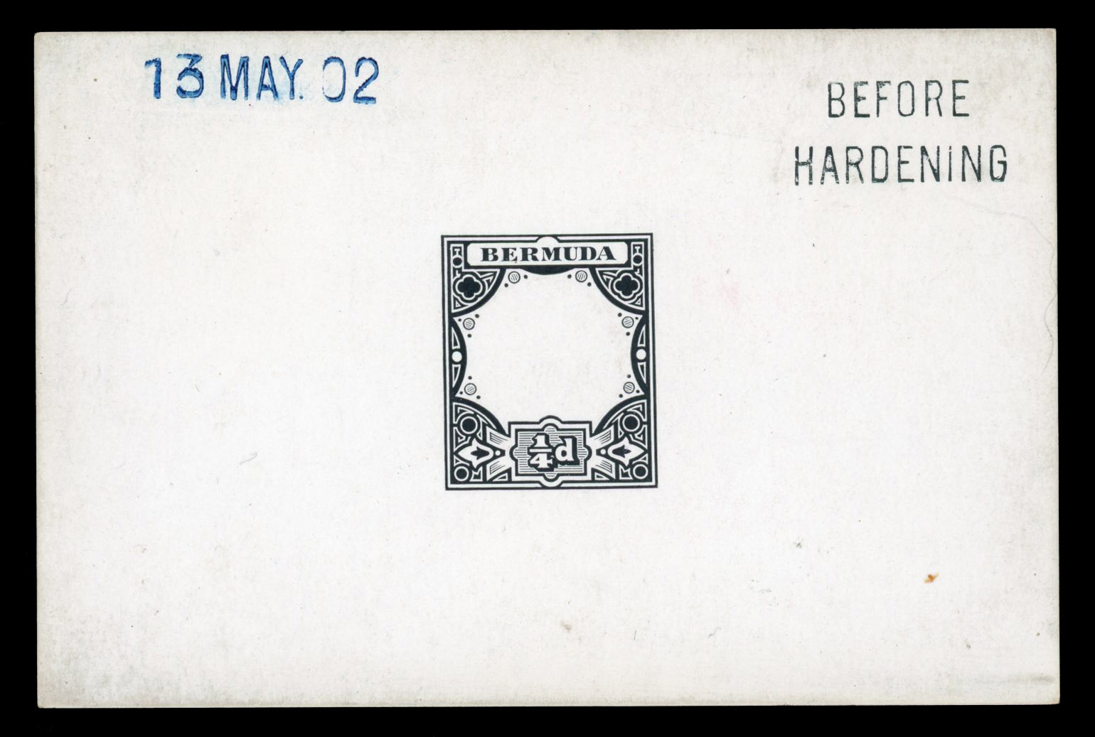 Bermuda SG 34 1902 ¼d Die proof of frame