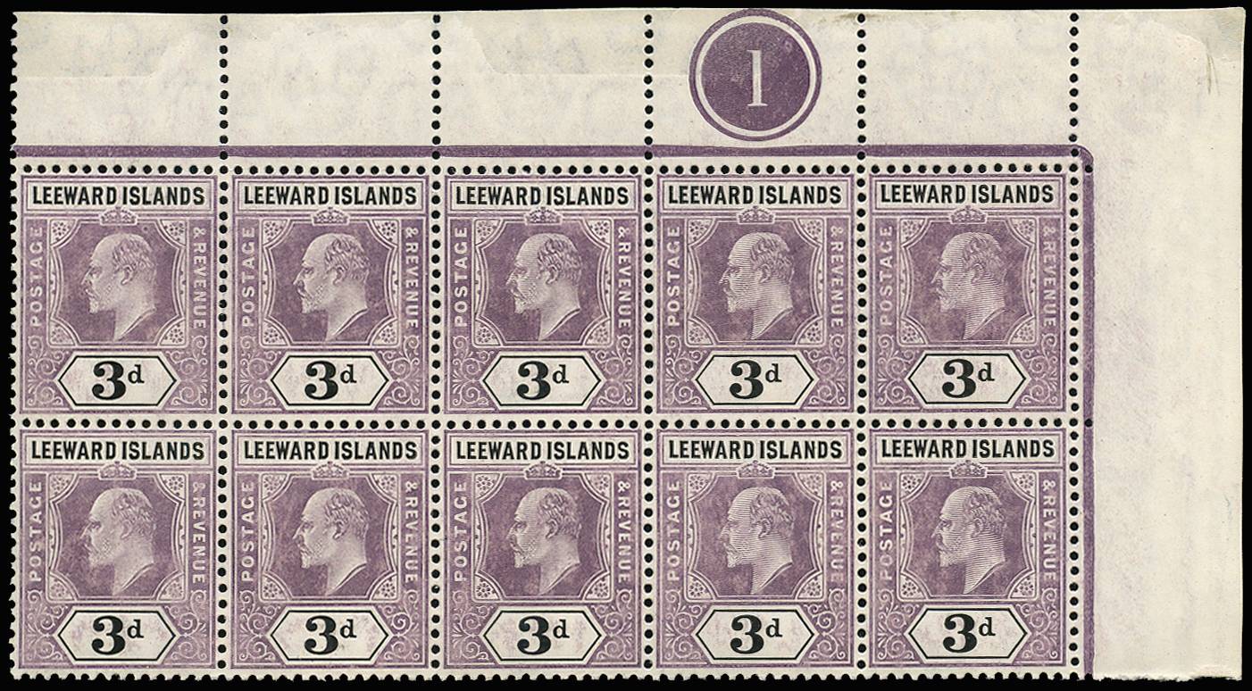 LEEWARD IS SG 33a 1905-08 3d MCA chalky Pl B10 o.g.