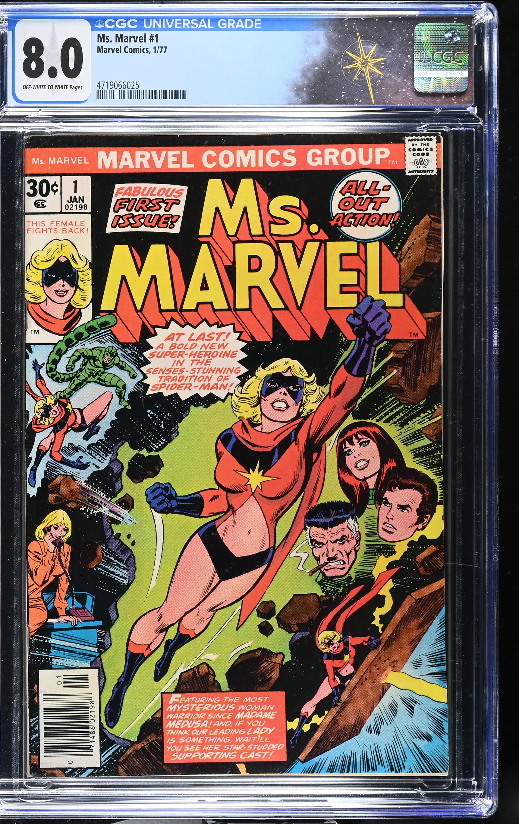 Ms. Marvel #1 CGC 8.0 1st Appearance of Ms. Marvel (Marvel Comics, 1977) Off-White to White Pages