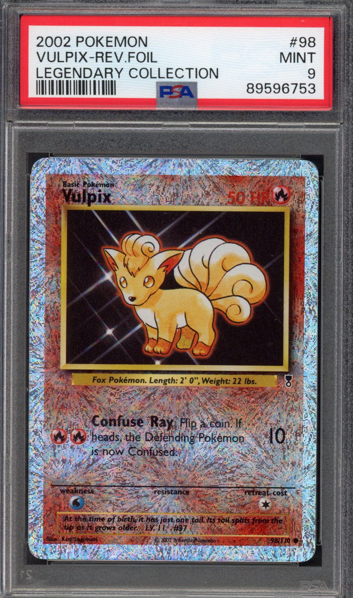 Pokémon TCG PSA 9 Vulpix 98 Reverse Foil, Legendary Collection