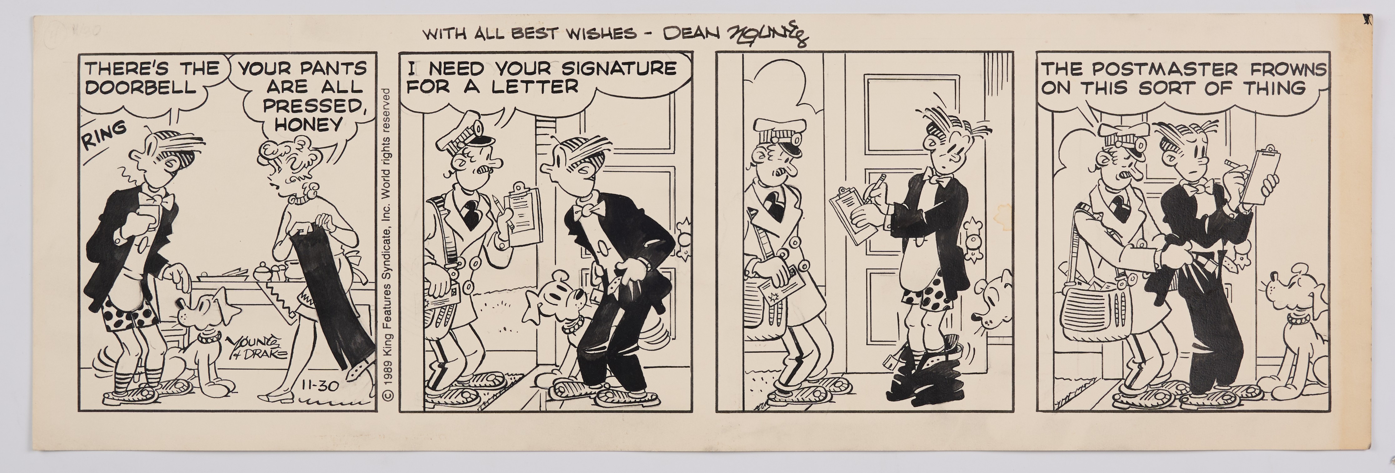 Dean Young and Frank Johnson Signed Ink Original Artwork (King Features, 1989-91) Total 2