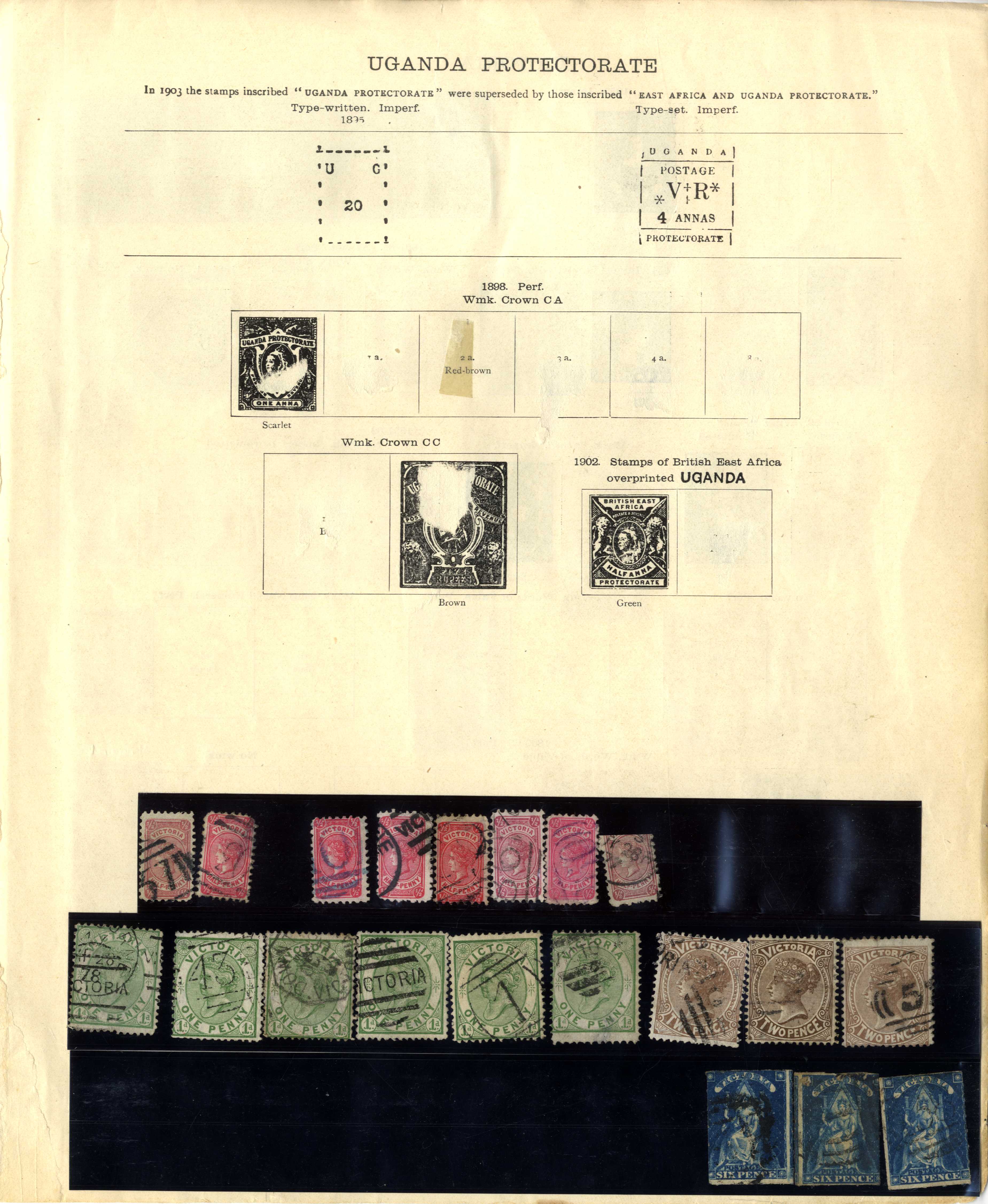 Victoria mint and used on Imperial pages