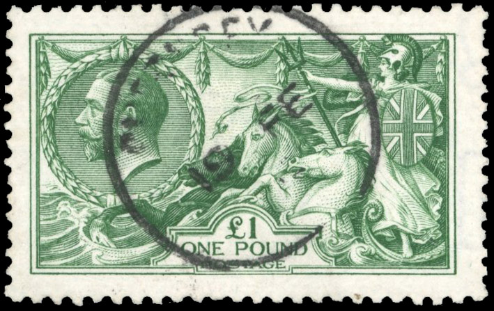GB 1913 £1 green fine used Guernsey