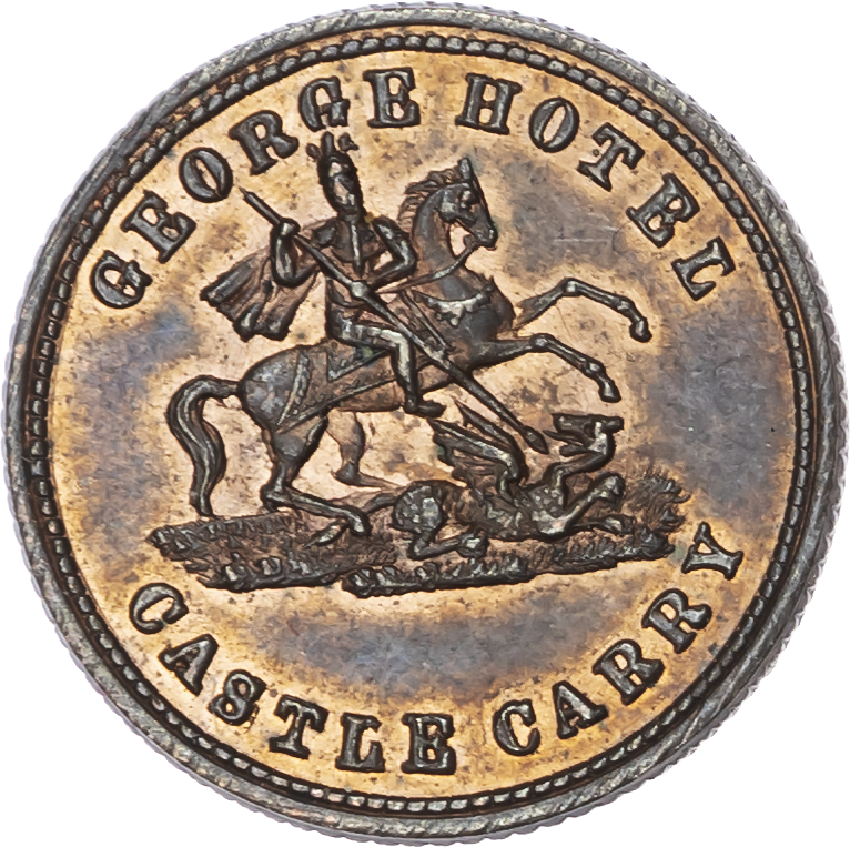 Lot of 5 coins - Som . Castle Cary, George Hotel, 1½d. 1850 18.75mm. F W Harrold, Unc, some lustre; Combe Down, William...