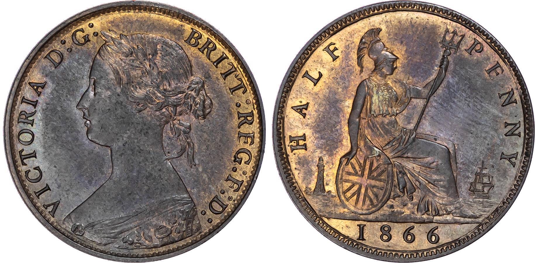 Victoria (1837-1901), Halfpenny, 1866