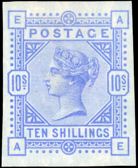 GB SG 177 1884 10s blued paper imperforate imprimatur
