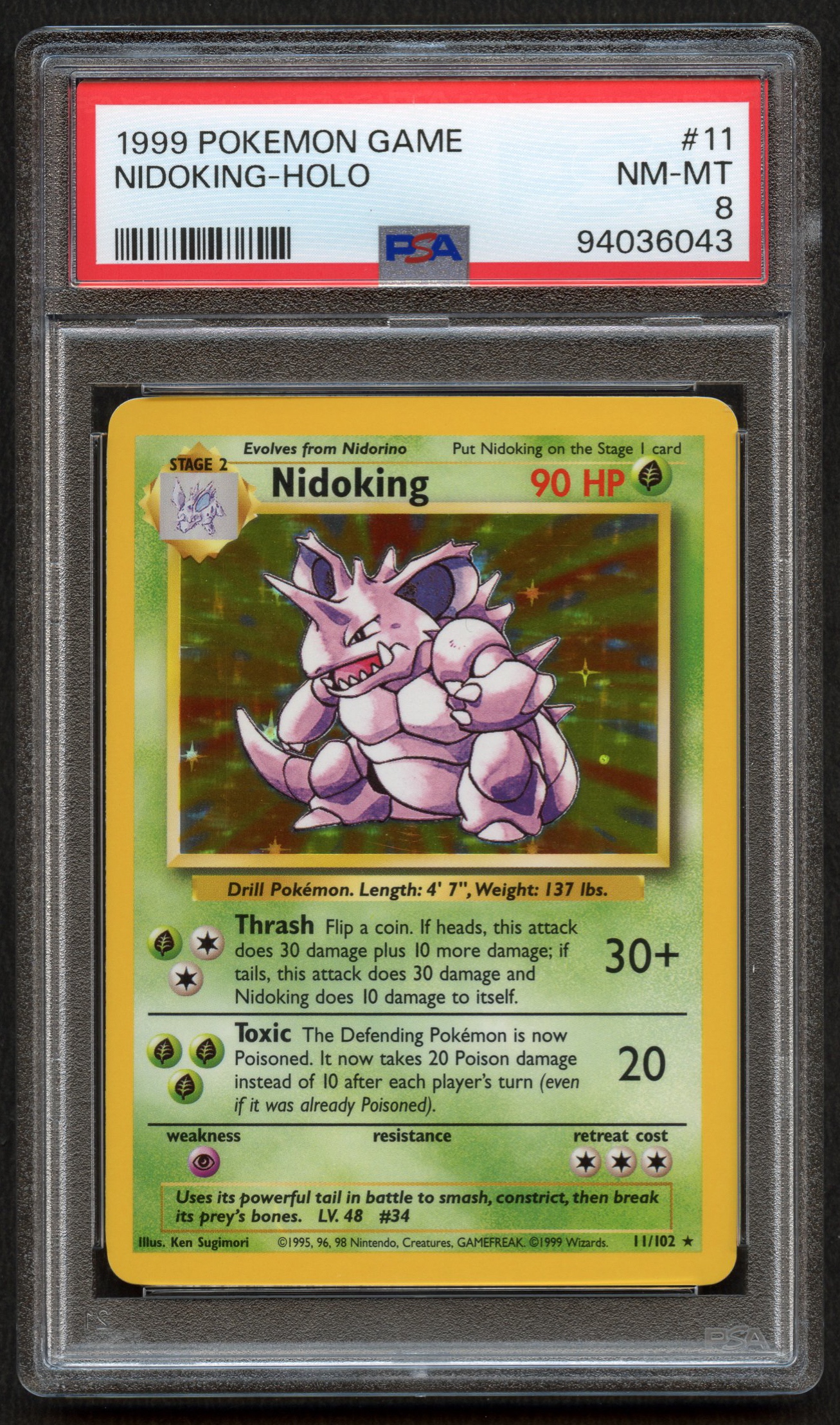 PSA 8 Nidoking Unlimited - Base Set (1999) Holo #11