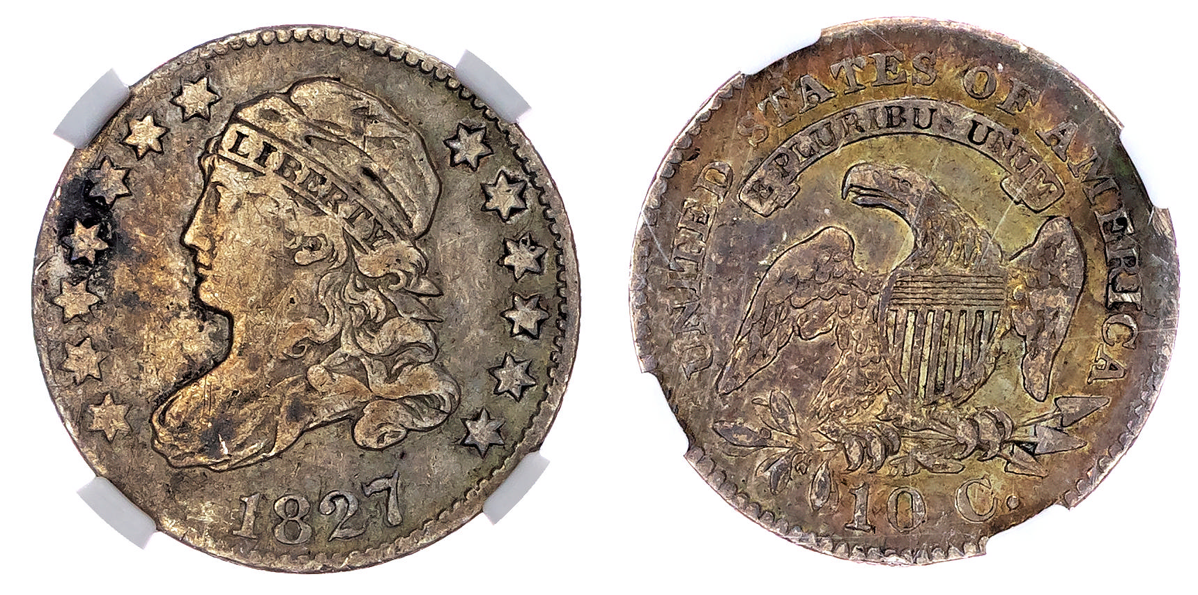 USA, Capped Bust, silver 10 Cents, 1827/7 - VF 25
