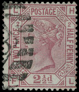 1875 2½d rosy-mauve Pl.2 (LH-FL error of lettering)