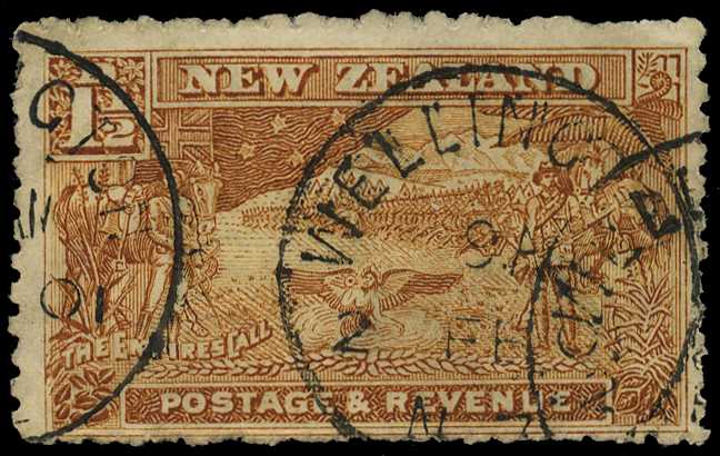 1900 1½d khaki used with Wellington 2 FE 01...