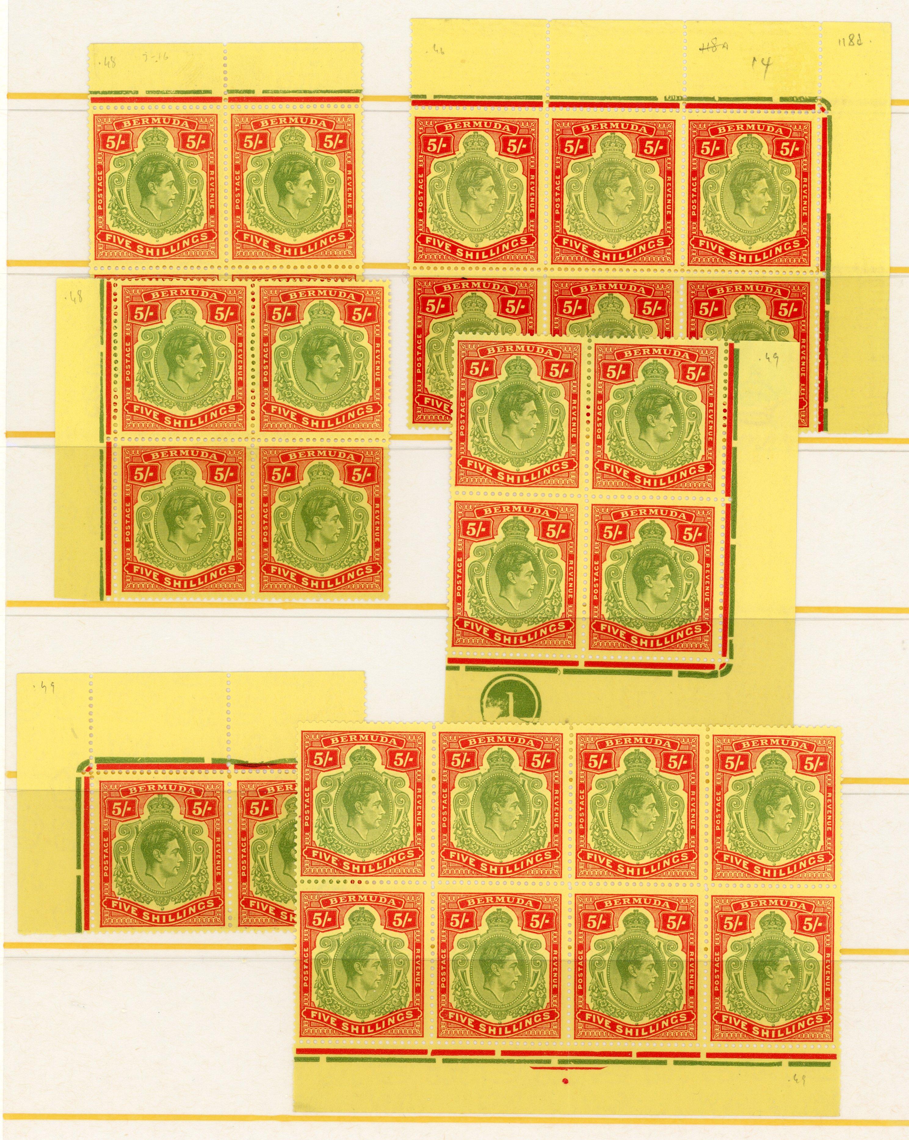 Bermuda SG 118e, f blocks mint