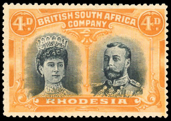 † 4d blue-black and yellow-orange RSC E, position 17 mint