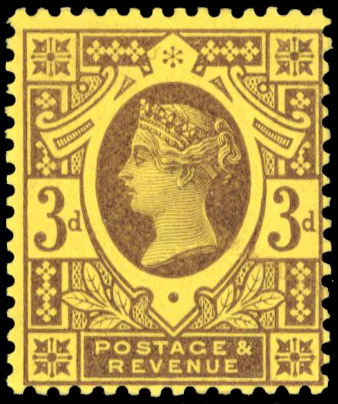 1887-92 ‘Jubilee’ 3d purple on orange, fine large part og