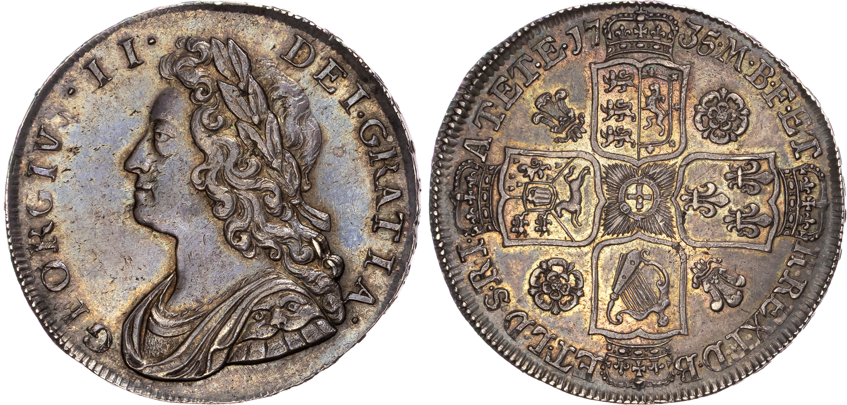 George II (1727-1760), Halfcrown, 1735 OCTAVO.
