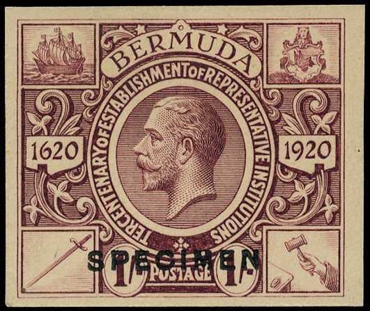 1921 Tercentenary second issue 1s imperf...