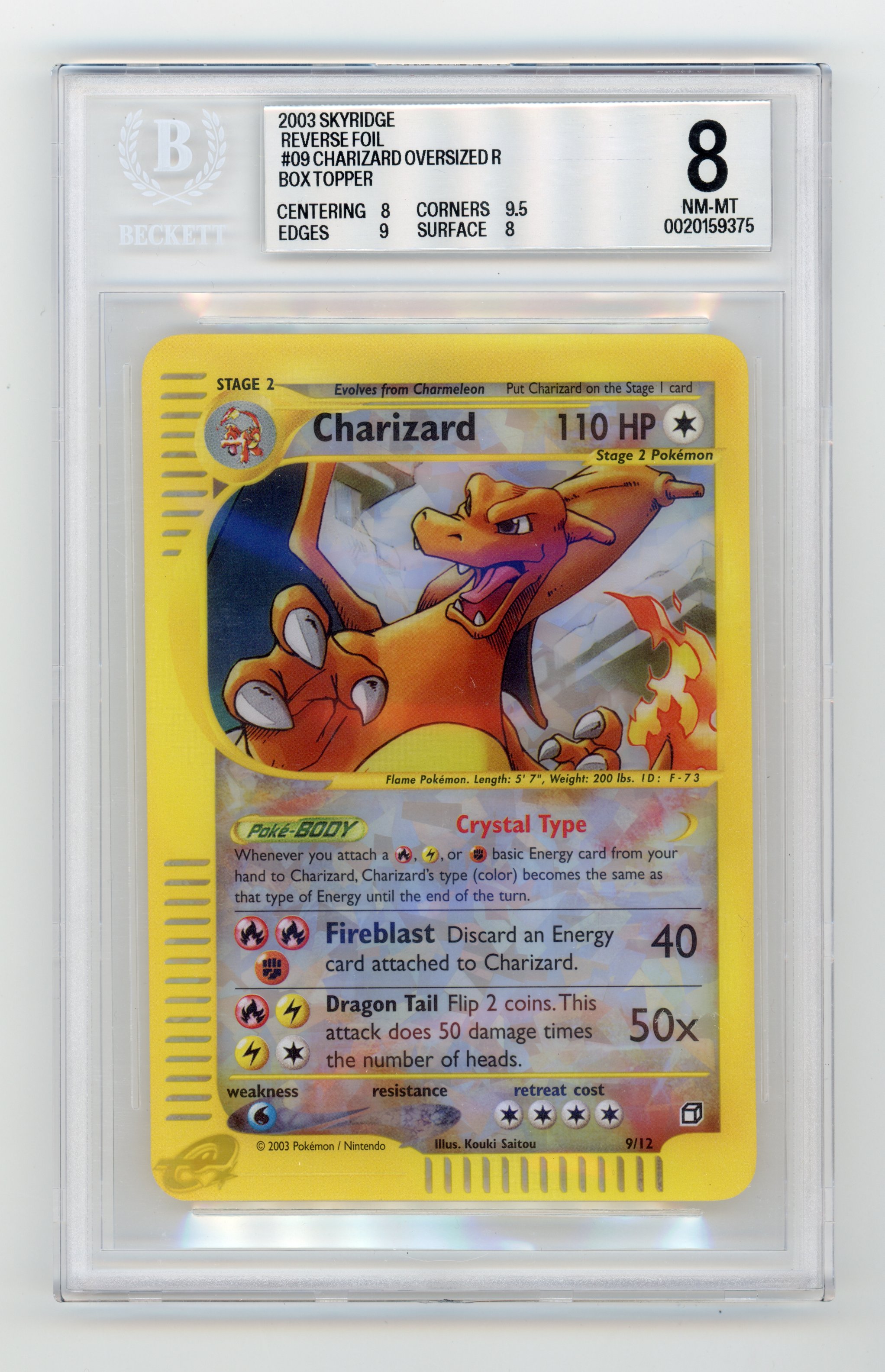 BGS 8 Charizard #9 Box Topper Jumbo Skyridge
