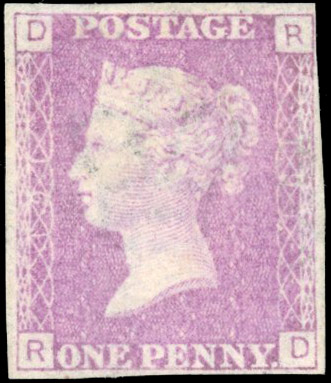GB SG DP39a 1878 1d fugitive ink trial, Plate 191 in mauve.