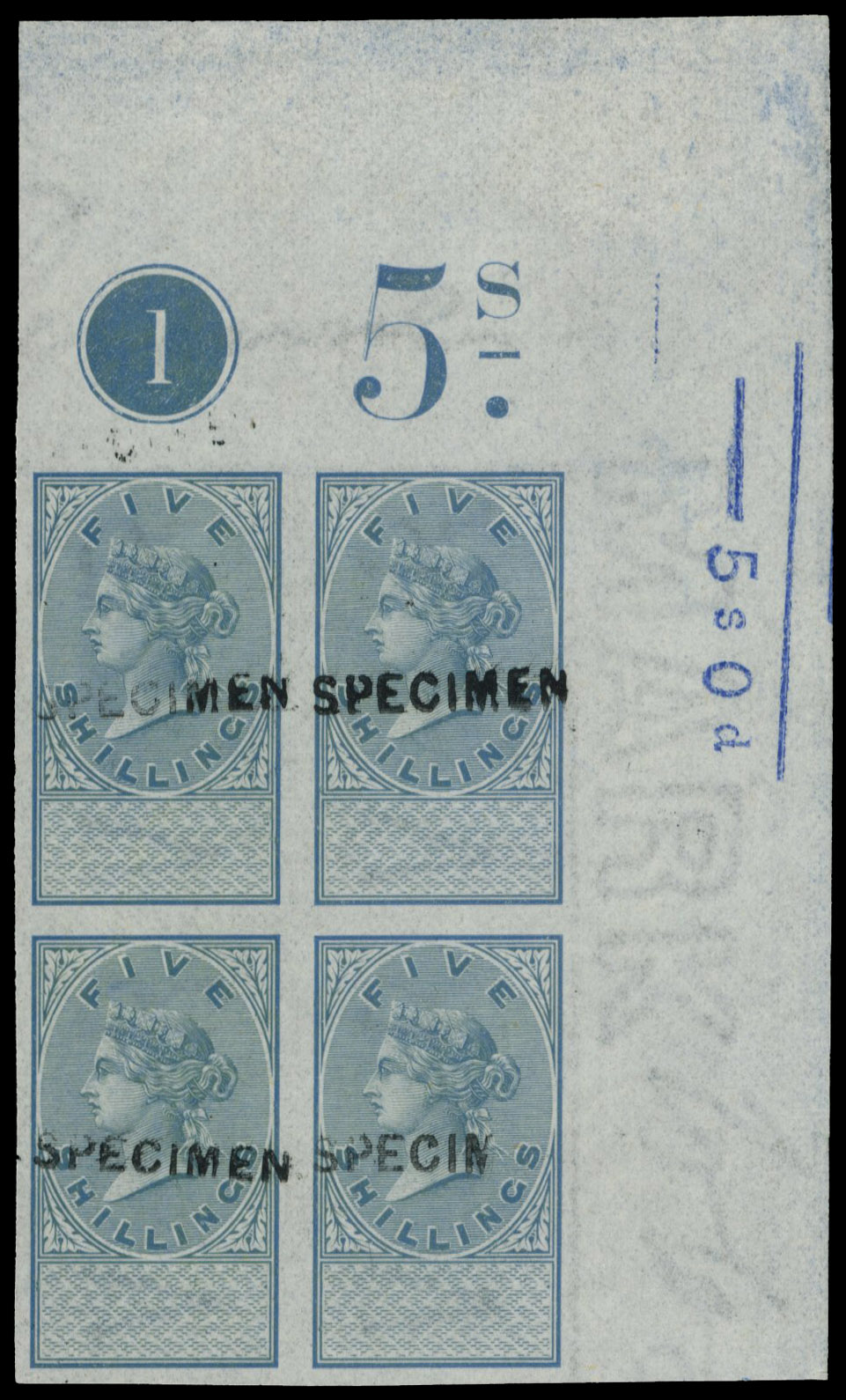 GB Unappropriated Dies 5s Specimen block