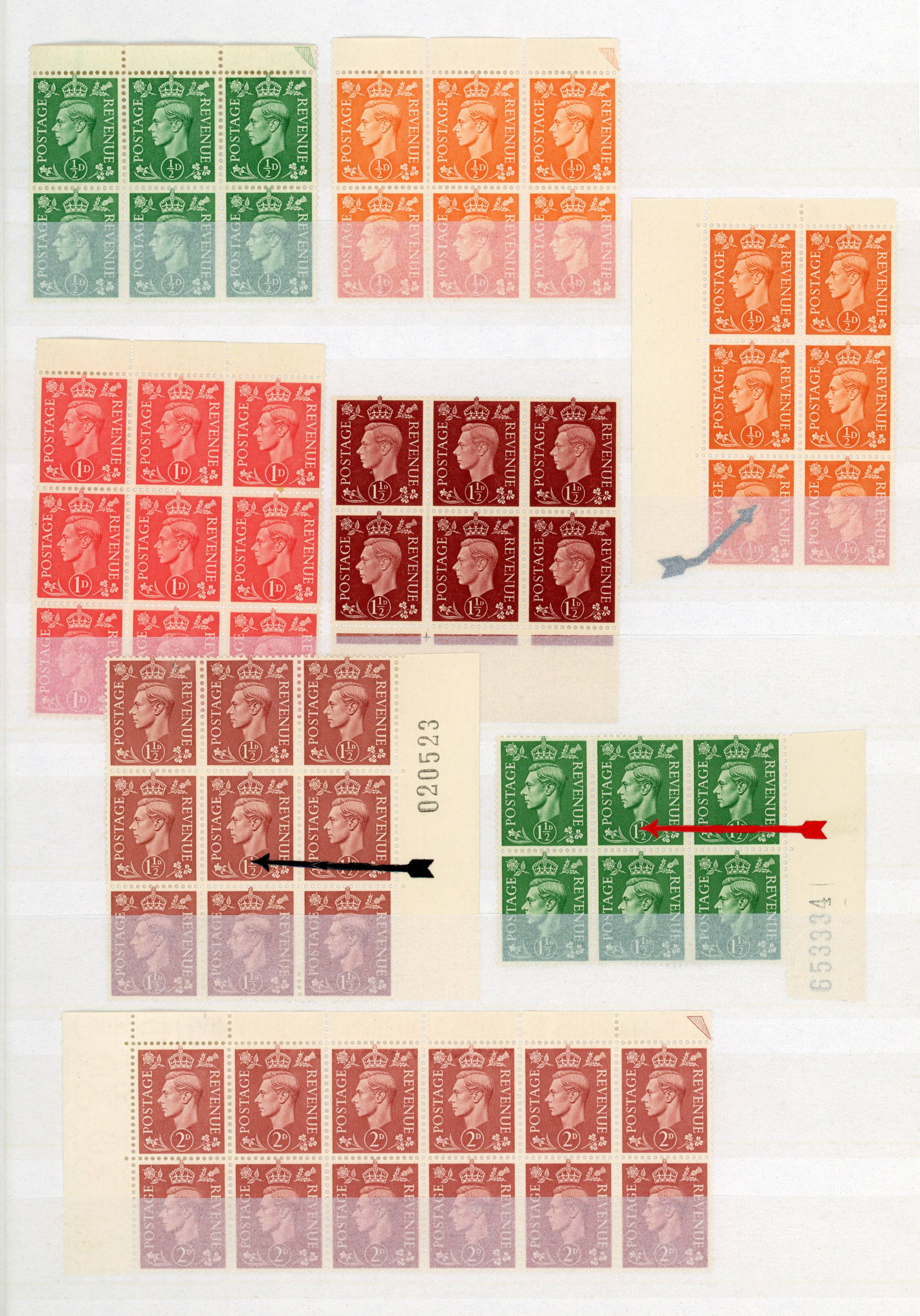 GB KG VI plate varieties mint