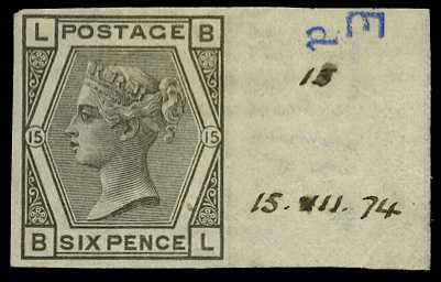 1873-80 6d grey, Plate 15 (BL),...