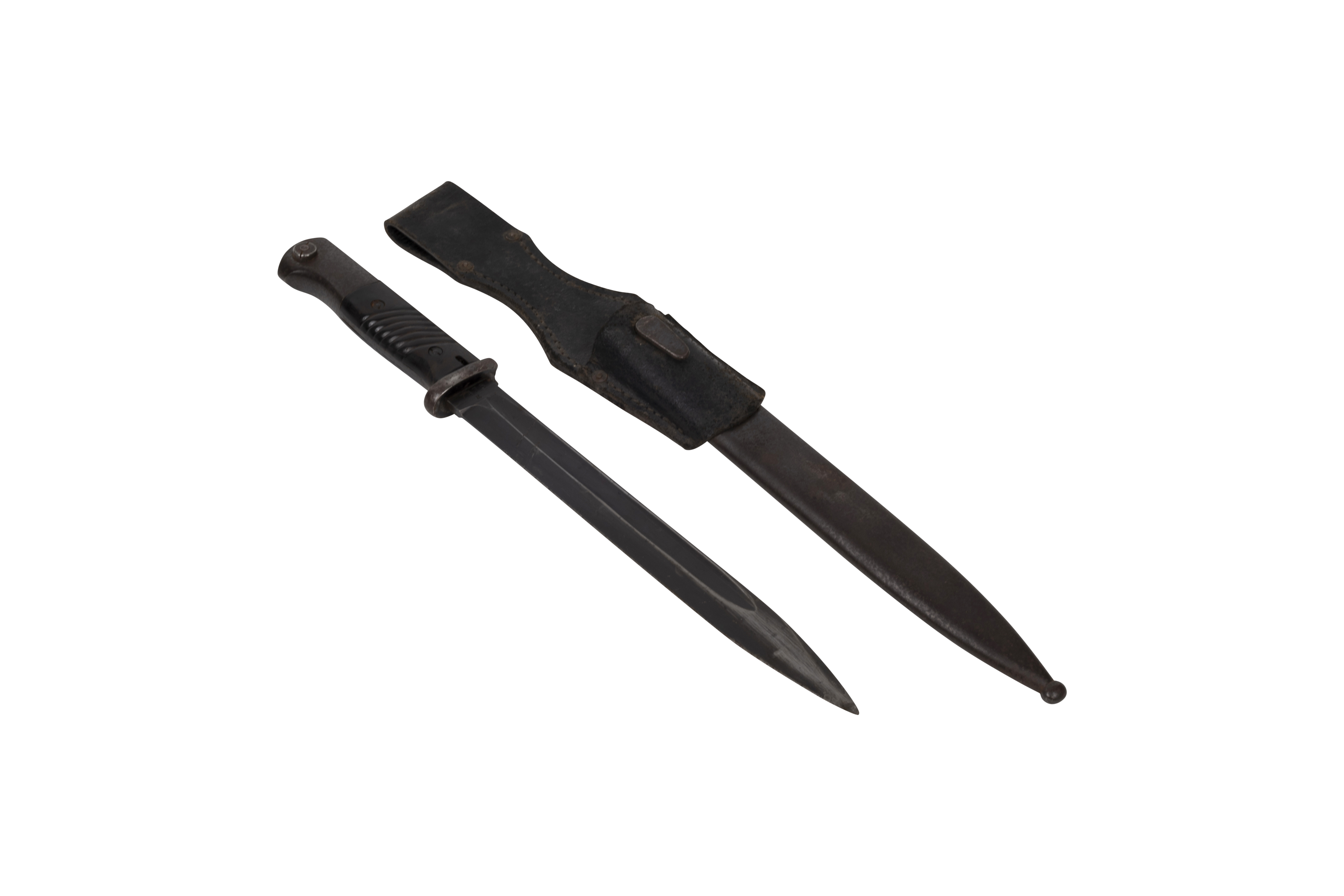 German WWII K98 Bayonet, with scabbard and frog, matching numbers on scabbard and bayonet