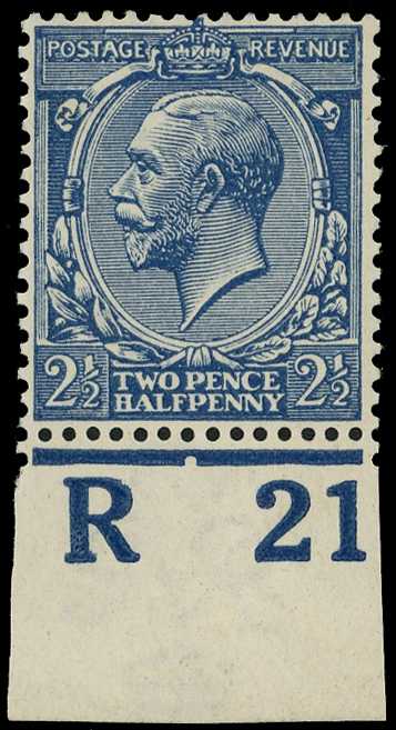 1912-24 2½d dull Prussian blue Control...