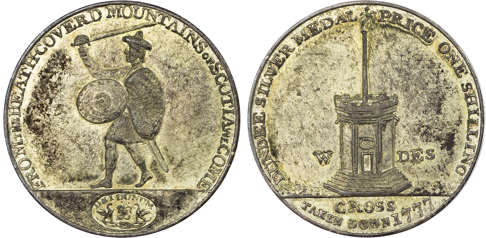 Angus. Dundee, James Wright Jr. silvered copper Shilling c 1797.