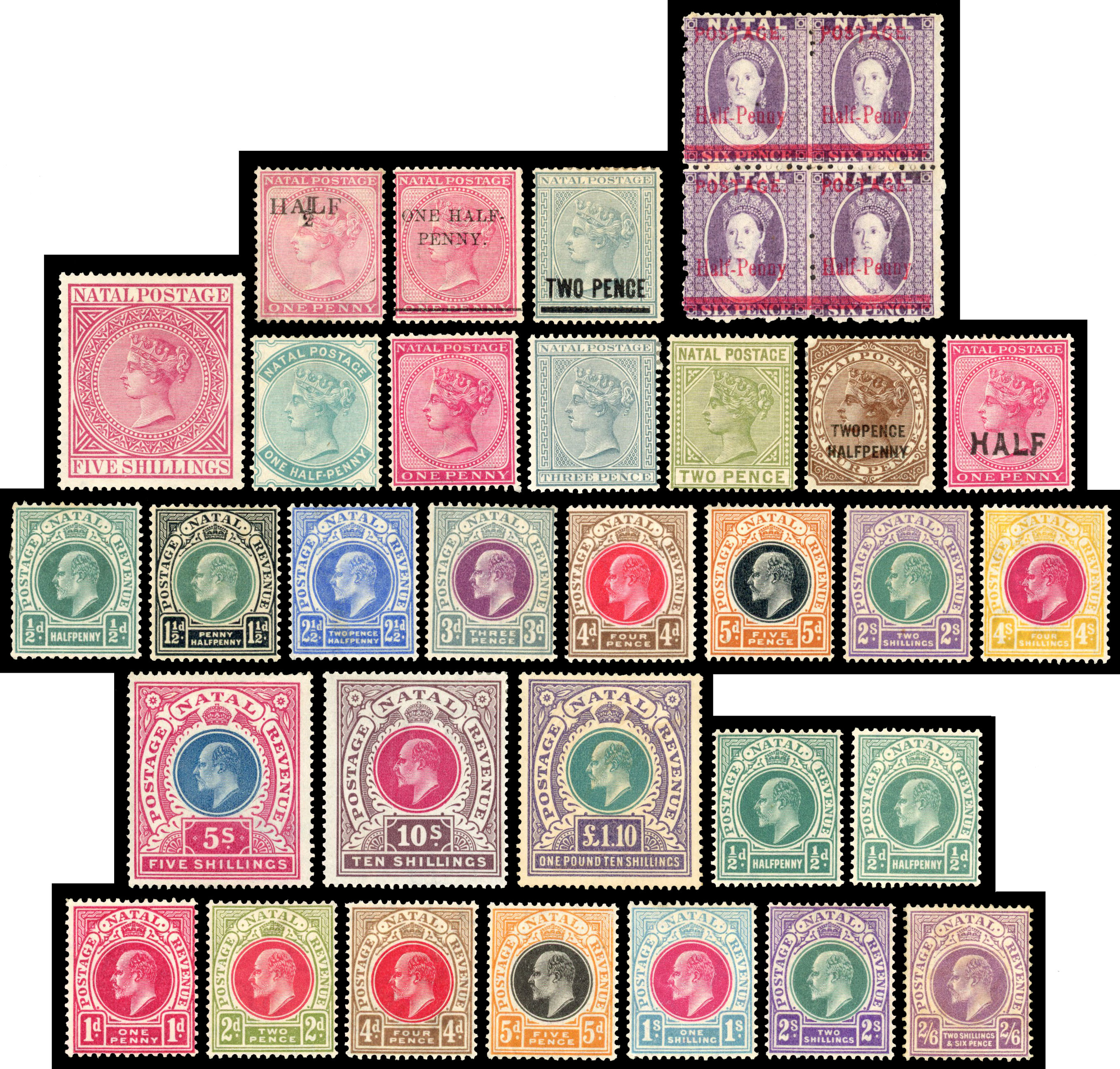 QV to KEVII mint selection, including 1874 5s, 1902 2s and 4s, 5s, 10s and £1.10s (toned), 1904 to 2s6d, 1908 to 10s