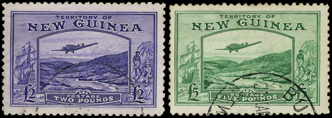 1935 £2 and £5 Air used, lightly cancelled.  SG 204-5,...