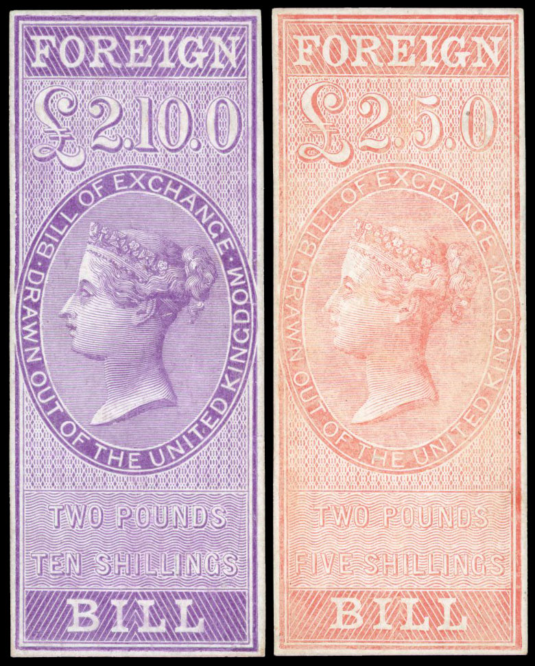 Foreign Bill 1854 Colour Die Proofs Kensington Exhibition