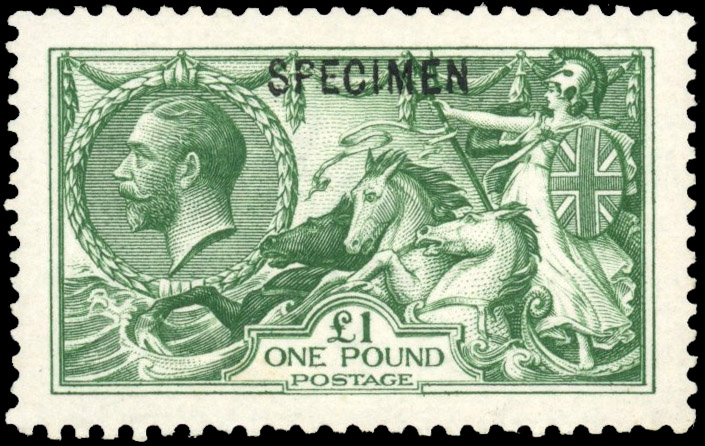 GB 1913 Waterlow £1 green, optd ‘SPECIMEN’ Type 26, SG 403s