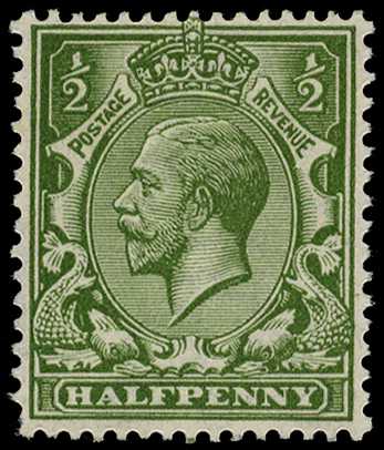 1912-24 wmk simple cypher, ½d olive green...