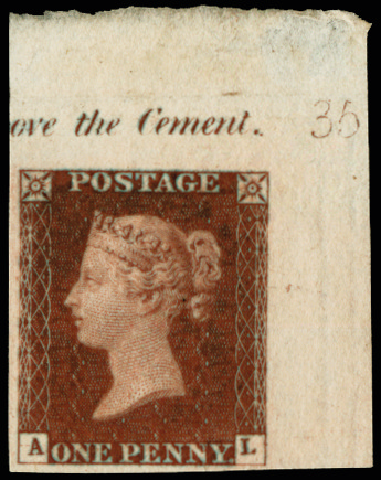 GB SG8var 1841 1d Red brown Pl.35. Imprimatur