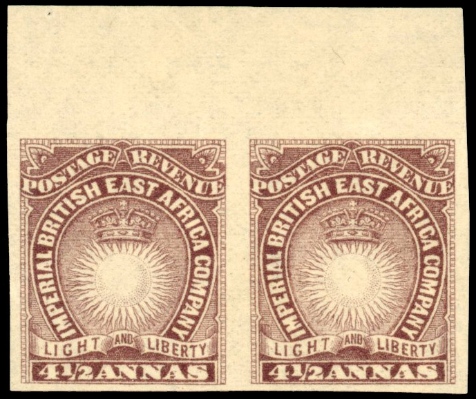 British East Africa SG 11ab 1893 4½a imperforate pair mint